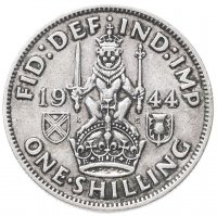 Купить Великобритания 1 шиллинг (shilling) 1944 Шотландский шиллинг - лев, сидящий на короне