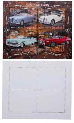купить Сомали марки квартблок "Автомобили. Машины. Ретро" 150, 250, 350, 450 шиллингов 2017