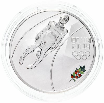 купить 3 рубля 2014 СПМД Proof "XXII Зимняя Олимпиада в Сочи - Санный спорт"