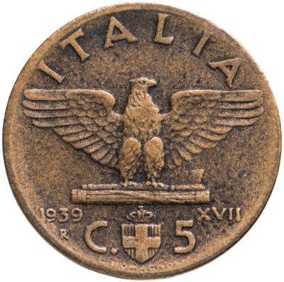 купить Италия 5 чентезимо (centesimi) 1939