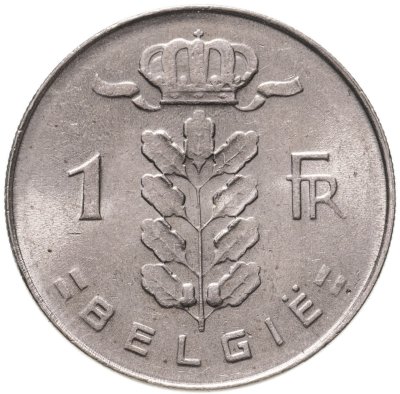 купить Бельгия 1 франк (franc) 1976 надпись на голландском - 'BELGIE'
