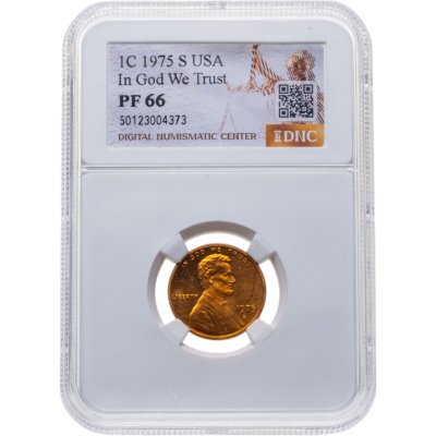 купить США 1 цент (cent) 1975 S "Lincoln Memorial Cent" в слабе DNC PF66