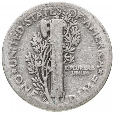купить США 10 центов (дайм, one dime) 1924 Mercury Dime знак монетного двора: "S" - Сан-Франциско