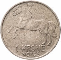 купить Норвегия 1 крона (crown) 1958-1973 случайный год