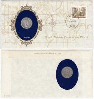 Купить Серия «Великие исторические монеты мира» - Австрия 1 крона (crown) 1896 (монета и 1 марка в конверте)