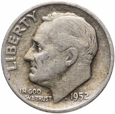 купить США 10 центов (дайм, one dime) 1952 Silver Roosevelt Dime (Рузвельт) D