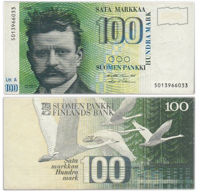 купить Финляндия 100 марок 1986 (Pick 115) Литера А