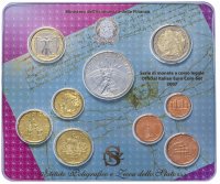 купить Италия 2007 официальный годовой набор евро из 9 монет (с серебряной монетой 5 евро) в буклете "5 лет Киотскому протоколу"