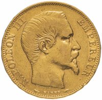 Купить Франция 20 франков 1854