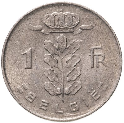 купить Бельгия 1 франк (franc) 1975 надпись на голландском - 'BELGIE'