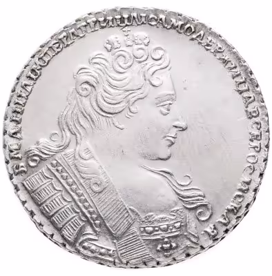 купить 1 рубль 1731 с брошью на груди, крест державы узорчатый