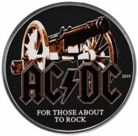 Купить Острова Кука 2 доллара 2019 "AC/DC For thoose about to rock", в футляре с сертификатом