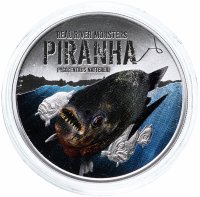 Купить Ниуэ 2 доллара 2013 "Речные монстры: пиранья" в футляре с сертификатом