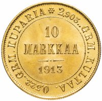 Купить Российская Империя для Финляндии 10 марок 1913 S, Биткин №394