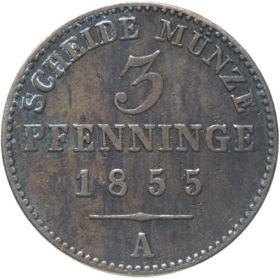 купить Пруссия 3 пфеннига 1855