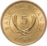 Купить Уганда 5 центов 1966