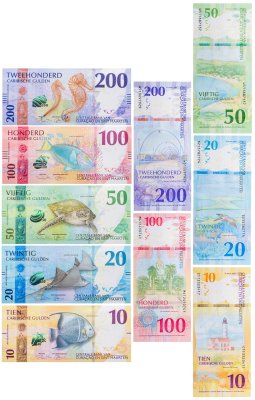 купить Кюрасао и Синт-Мартен набор из 5 банкнот 10-20-50-100-200 гульденов 2025