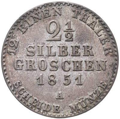 купить Германия (Пруссия) 2 1/2 серебряных гроша 1851