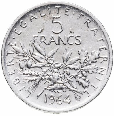 купить Франция 5 франков (francs) 1964