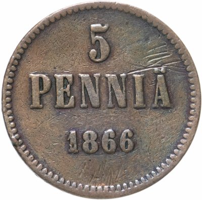 купить Для Финляндии 5 пенни 1866