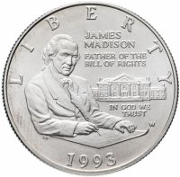 Купить США 50 центов (1/2 доллара, half dollar) 1993 W "Билль о правах, Джеймс Мэдисон"