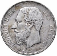 Купить Бельгия 5 франков (francs) 1870