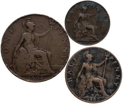 купить Великобритания набор из 1/4, 1/2 и 1 пенни 1902-1908 (Эдуард VII)