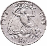 купить Чехословакия 100 крон 1948 "30-летие независимости"
