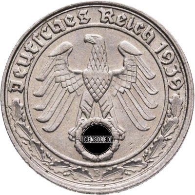 купить Германия, Третий рейх 50 рейхспфеннигов (reichspfennig) 1939, знак монетного двора "В"