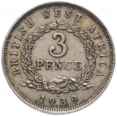 купить Британская Западная Африка 3 пенса (pence) 1939 Знак монетного двора: "H" - Хитон, Бирмингем