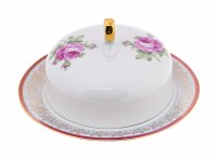 купить Масленка с цветочным орнаментом, фарфор, деколь, золочение, BES, ГДР, 1970-1990 гг.