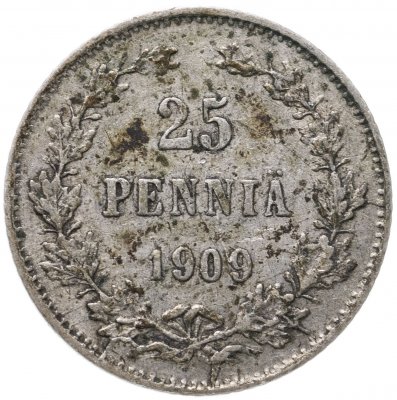 купить 25 пенни 1909 L, монета для Финляндии