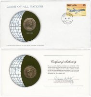 купить Серия «Монеты всех стран мира» - Восточные Карибы 1 доллар (dollar) 1981 (монета и 1 марка в конверте)
