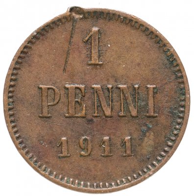 купить 1 пенни 1911, монета для Финляндии