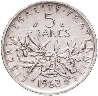 купить Франция 5 франков (francs) 1963