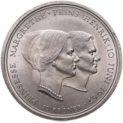 купить Дания 10 крон 1967 "Свадьба принцессы Маргрете"
