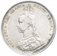 Купить Великобритания 6 пенсов (pence) 1887 Герб на реверсе