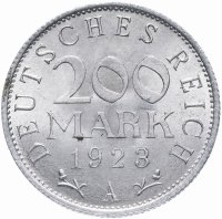 Купить Германия 200 марок 1923 знак монетного двора "A" — Берлин