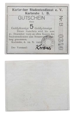 купить Германия купон ваучер 5 пфеннигов "Студенческая служба" 1923