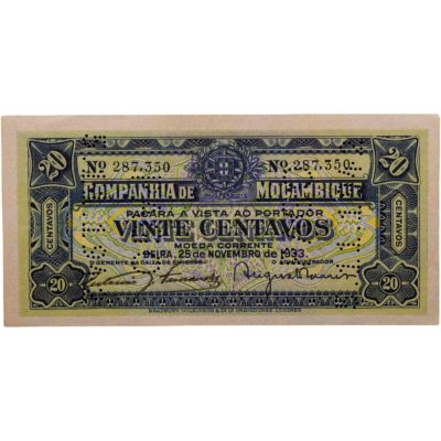 купить Мозамбик 20 центавос 1933 Перфорация 5.11.1942 PAGO