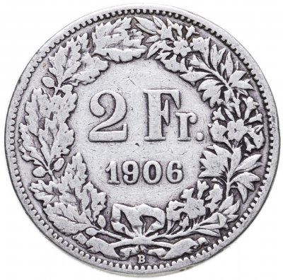 купить Швейцария 2 франка (francs) 1906