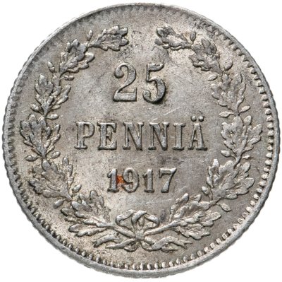 купить 25 пенни 1917 S гербовый орел с коронами, монета для Финляндии