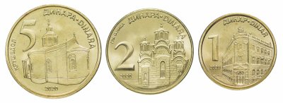 купить Сербия набор из 3 монет 2020 года 1, 2, 5 динар
