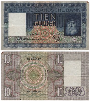 купить Нидерланды 10 гульденов 1936 (Grijsaard, Rembrandt) Pick 49