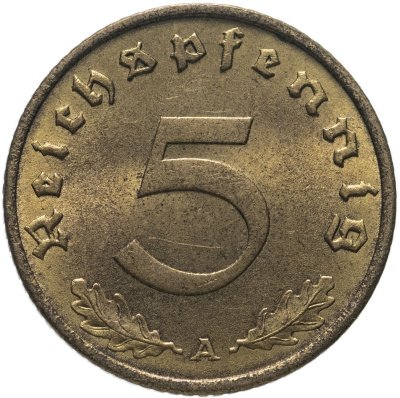 купить Германия (Третий рейх) 5 рейхспфеннигов (reichspfennig) "A" 1937