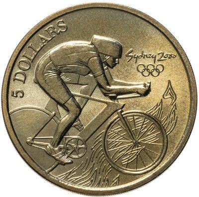купить Австралия 5 долларов (dollars) 2000 "Олимпийские игры в Сиднее - Велоспорт"