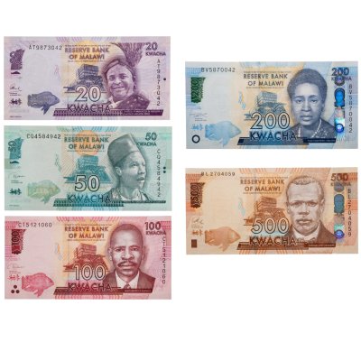 купить Малави - набор банкнот 20, 50, 100, 200, 500 квач 2015-2022 (5 штук)