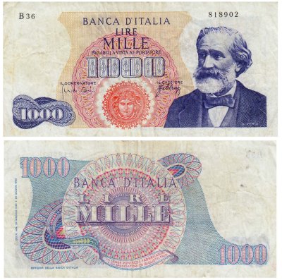 купить Италия 1000 лир 1966 (Pick 96d)