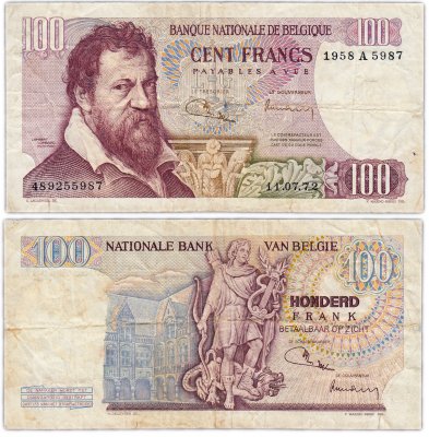 купить Бельгия 100 франков 1962 (1972) (Pick 134b(2))