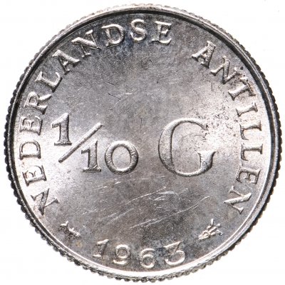 купить Нидерландские Антильские острова 1/10 гульдена (gulden) 1963
